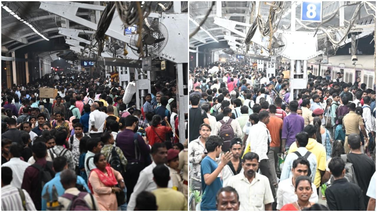 दादर स्टेशन पर अचानक हुई इस भीड़ का मुख्य कारण सेंट्रल लाइन की ट्रेन सेवाओं में देरी बताई जा रही है. (PIC BY SAYYED SAMEER ABEDI)