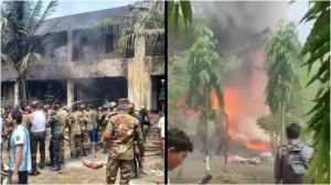 बांग्लादेश वायु सेना का F7 विमान दुर्घटनाग्रस्त (चित्र सौजन्य: सोशल मीडिया)