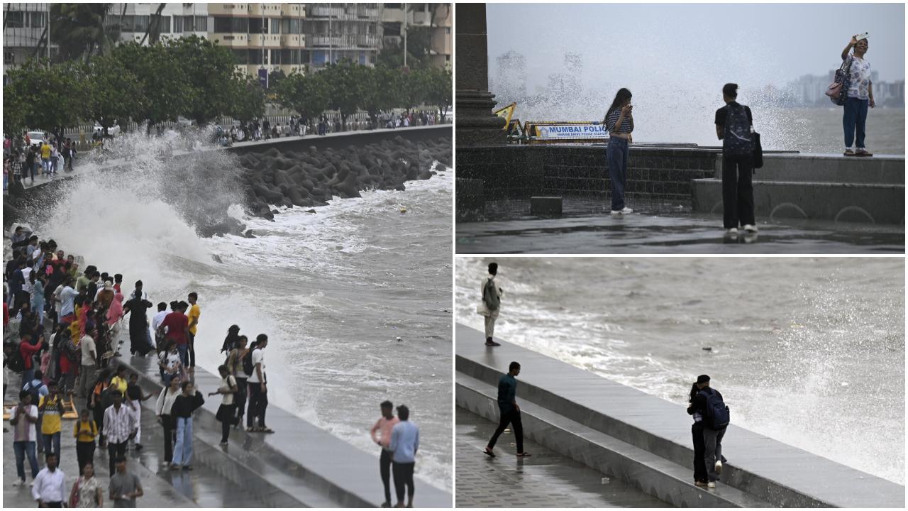 गुरूवार को समुद्र की लहरों की ऊंचाई 4.75 मीटर तक पहुंच गई, जो कि इस मानसून का सबसे ऊंचा स्तर था. मुंबई के विभिन्न समुद्र तटों पर इस दृश्य को देखने के लिए बड़ी संख्या में लोग इकट्ठा हुए थे. (Pics/Ashish Raje) 