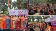 विरोध प्रदर्शन के दौरान बड़ी संख्या में जुटी महिलाओं ने नारों के साथ और हाथों में तख्तियां लेकर सरकार को घेरा और पूछा – आखिर हमारी जिंदगी से जुड़े सवाल कब सुने जाएंगे?