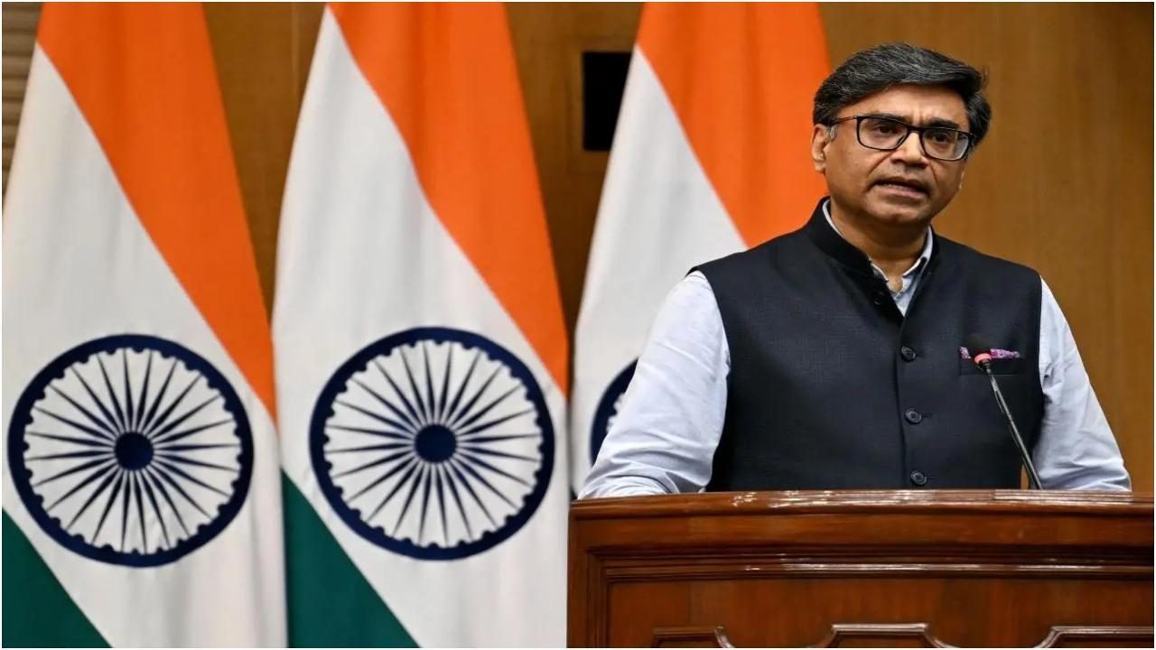 विदेश सचिव विक्रम मिस्री शनिवार को नई दिल्ली में एक प्रेस वार्ता के दौरान बोलते हुए. तस्वीर/एएफपी