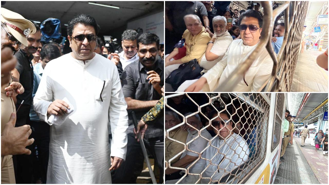 राज ठाकरे लोकल ट्रेन से पहुंचे ‘सत्याचा मोर्चा’ स्थल, तस्वीरें हो रही वायरल