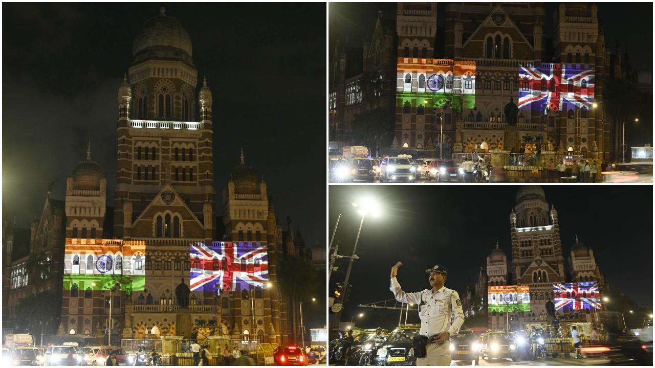 Iमुंबई में भारत-यूके शिखर सम्मेलन, BMC मुख्यालय पर देशों के झंडे की लाइटिंग की गई