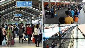 रेलवे कर्मचारियों को यात्रियों की आवाजाही को नियंत्रित करने और सुरक्षा सुनिश्चित करने में कड़ी मशक्कत करती नजर आई. Pics/Sameer Abedi