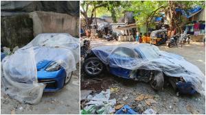 पुलिस अधिकारियों के अनुसार, पोर्श कार तेज़ गति से बांद्रा की ओर जा रही थी. वाहन के चालक, मीरा रोड निवासी 22 वर्षीय नियो सॉन्स, कथित तौर पर वाहन पर नियंत्रण खो बैठे, (Pics/Satej Shinde)