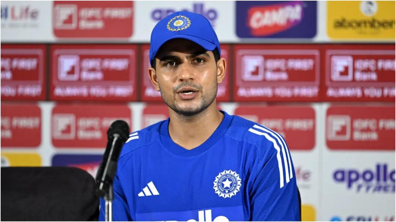 शुभमन गिल प्रेस को संबोधित करते हुए (तस्वीर: एएफपी)