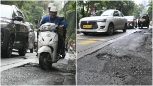 विशेषकर पीक ऑवर्स में गड्ढों की वजह से वाहन चालकों को अपने वाहन की गति घटानी पड़ी या खतरनाक तरीके से मोड़ लेना पड़ा, जिससे दुर्घटना का जोखिम बढ़ गया. (Pics/Ashish Raje)