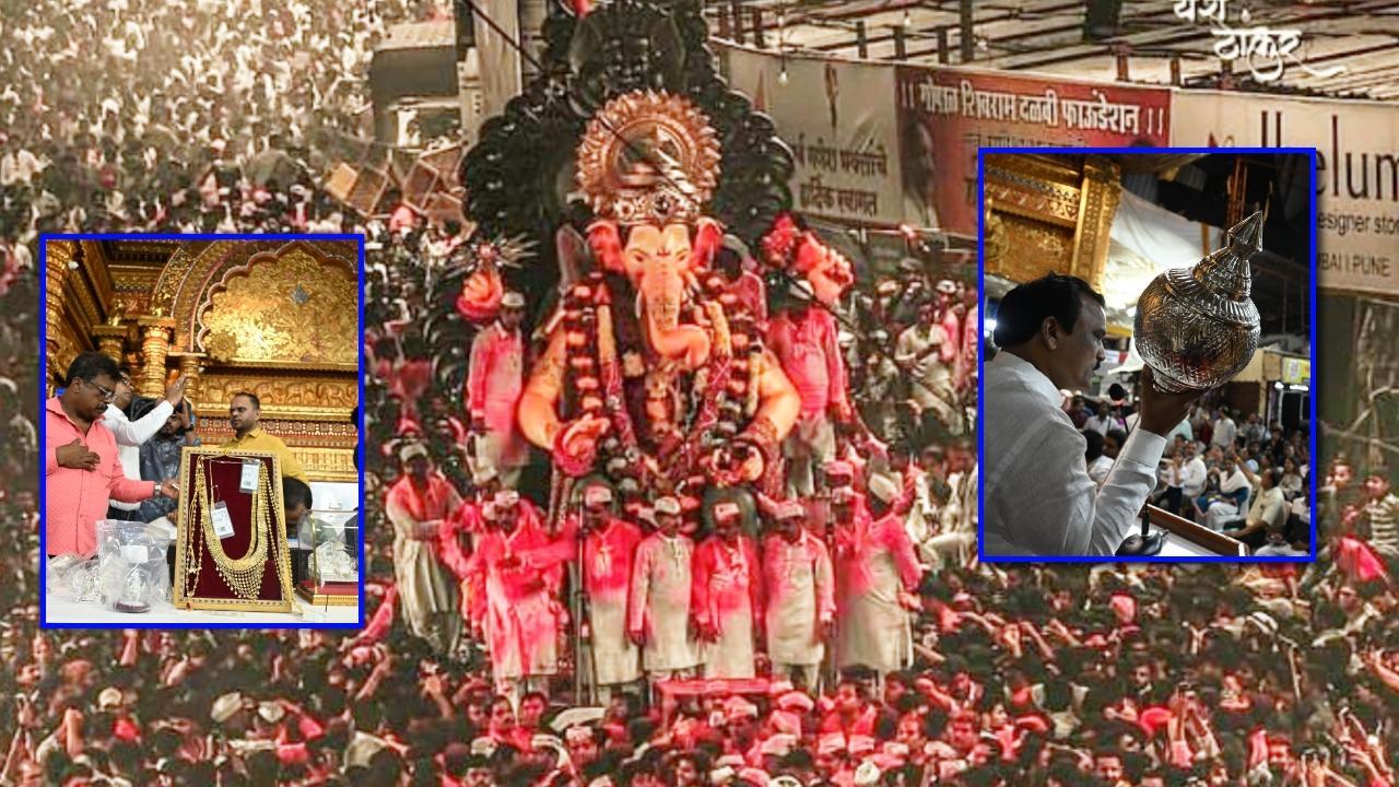 सोने-चांदी के आभूषण, मूर्तियां, गदा, मोदक, नारियल और अन्य धार्मिक वस्तुओं समेत कुल 108 मूल्यवान वस्तुएं नीलाम की गईं. इस वर्ष की नीलामी से मंडल ने कुल 1,65,71,111 की राशि एकत्र की, जो समाजसेवा और धर्मार्थ कार्यों में उपयोग की जाएगी. (Pic/Shirish Vaktania)