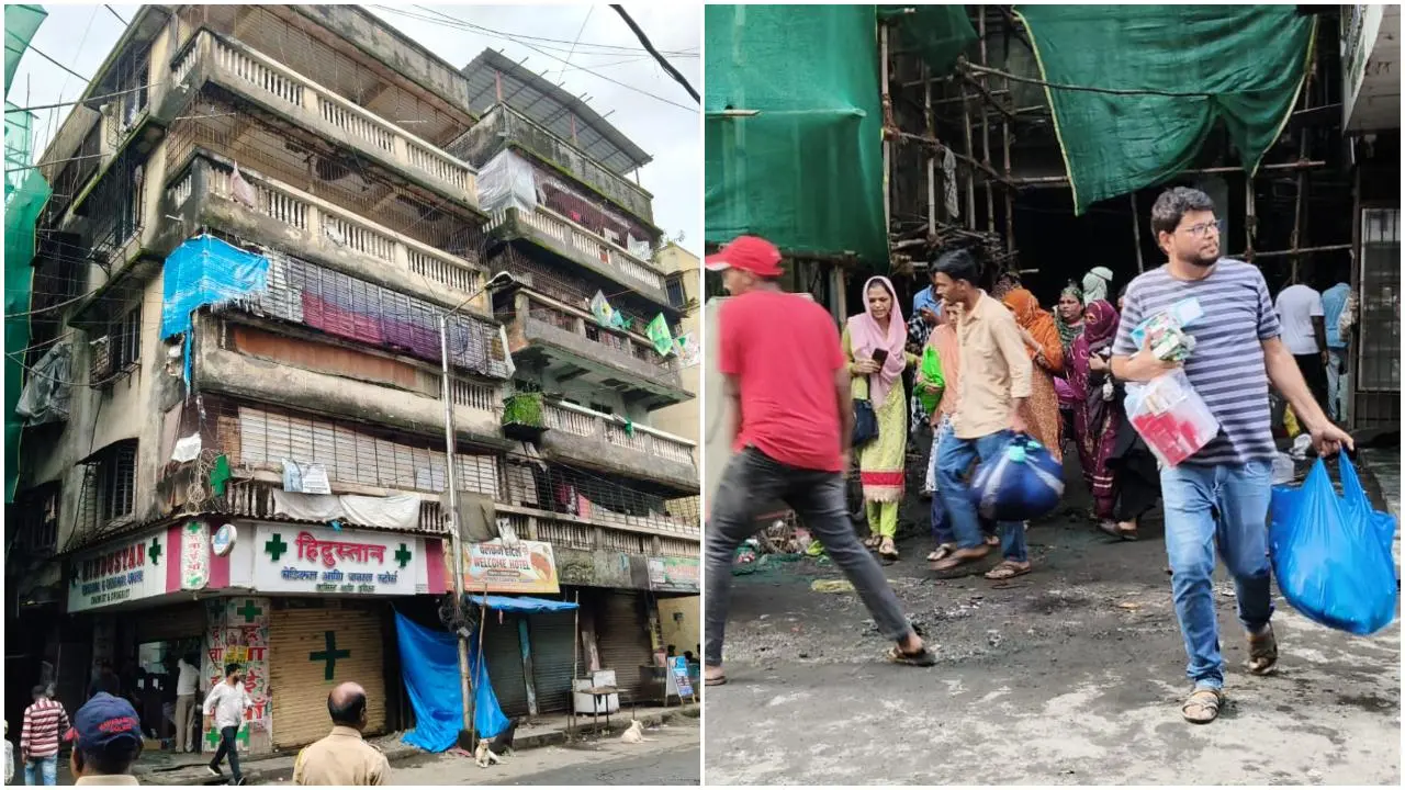 नालासोपारा पूर्व में स्थित सबा अपार्टमेंट लगभग 20 साल पुरानी इमारत है. मंगलवार शाम करीब 4:30 बजे निवासियों ने इमारत के खंभों में दरारें देखीं. (PIC/Mahesh Gohil)