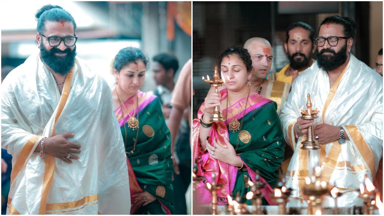 I‘कांतारा: चैप्टर 1’ रिलीज से पहले ऋषभ शेट्टी पत्नी संग पहुंचे मंदिर, की आरधना 